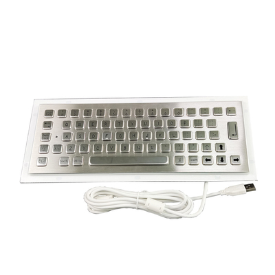 Compact Format Rugged Panelmount Metal Stainless Steel Industrial Keyboard With 64 Custom Keys